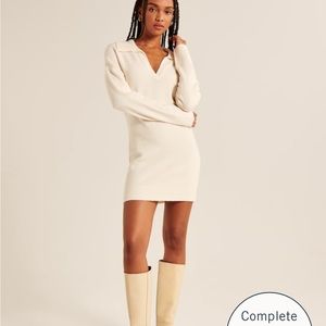 Abercrombie and Fitch NWT Off-white Collared Easy Mini Sweater Dress